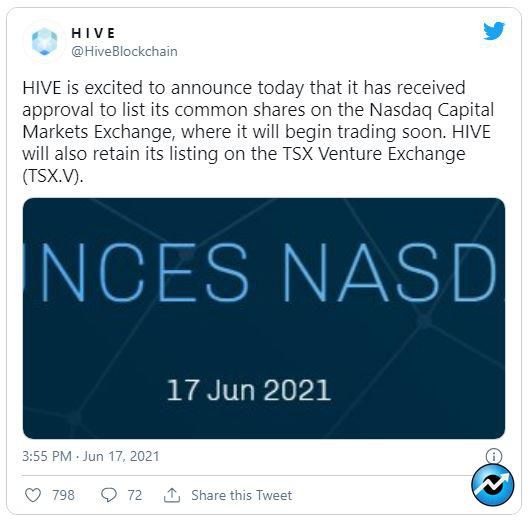 Hive1 - Hive Blockchain Technologies کانادا در لیست نزدک تایید شد!