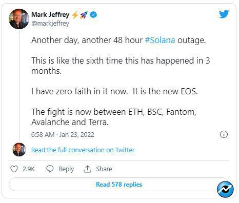 سولانا 3 - به دنبال قطعی شبکه سولانا، ارزش بازار ریپل ازسولانا پیشی گرفت!