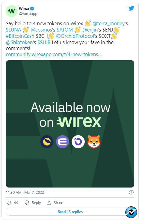 صرافی - دسترسی 4.5 میلیون کاربر از طریق صرافی  Wirex به شیبا اینو!