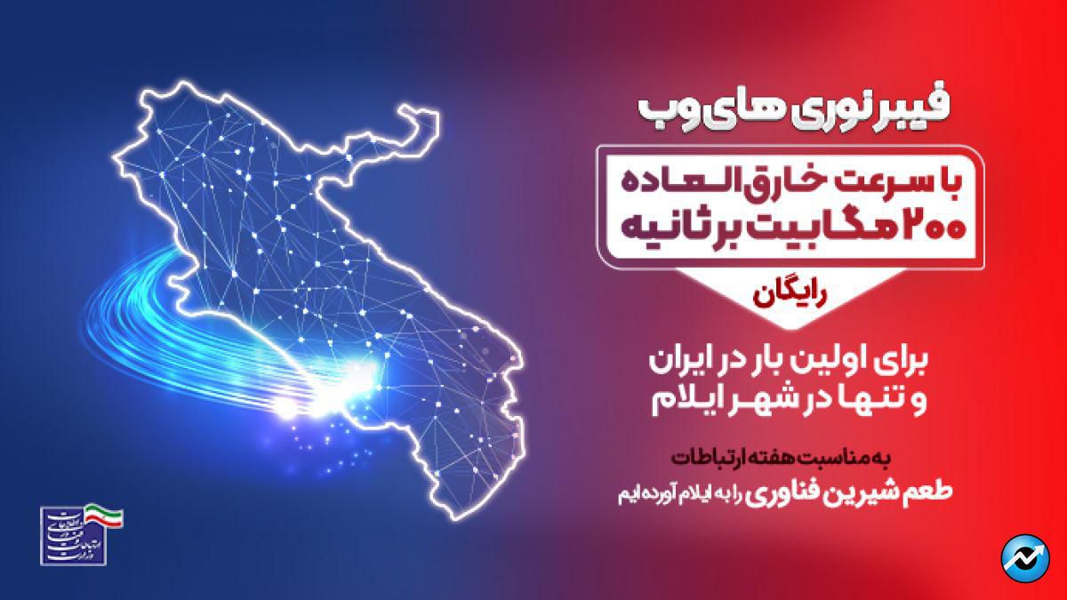 200 مگابیت سرعت برای اولین بار در ایران با اینترنت فیبر نوری های‌وب در شهر ایلام