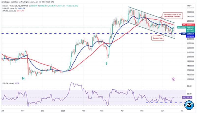 نمودار روزانه BTC/USDT.