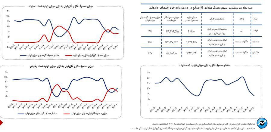 کاهش ۱۳ درصدی مصرف گاز صنایع بورسی در دی ماه